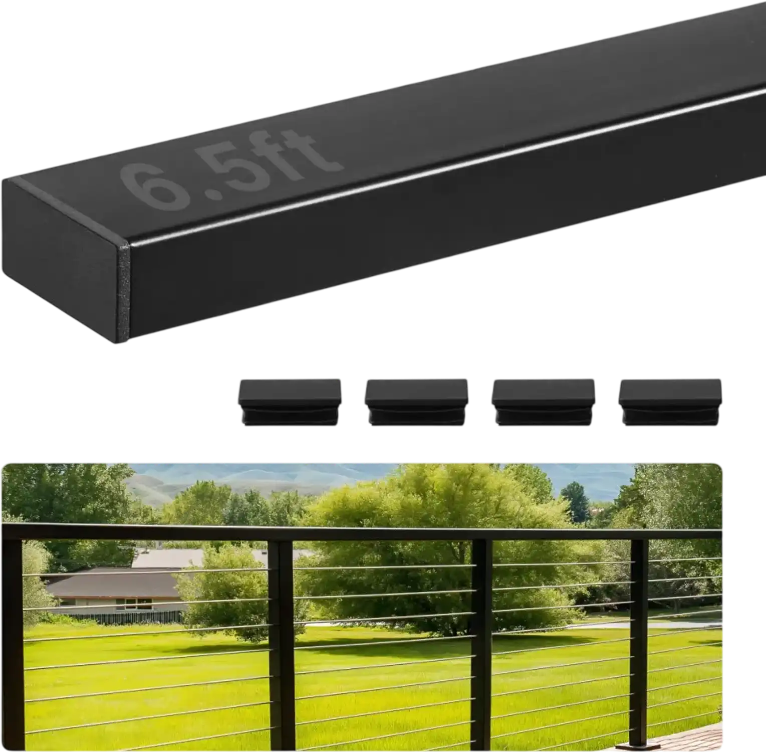 Vevor Handrail 6.5' Stainless Steel Stair Deck Rail Matte Black New