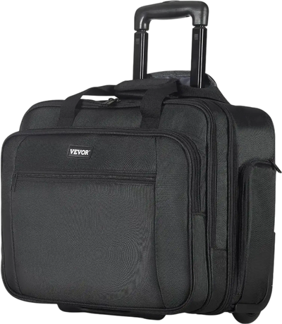VEVOR Rolling Laptop Bag, Fits Up to 17.3 Inch Laptop, Wheeled Briefcase, Roller Computer Tote Bag with Wheels & Telescoping Handle, Laptop Case for Work Travel Business Office, Women & Men (Black)