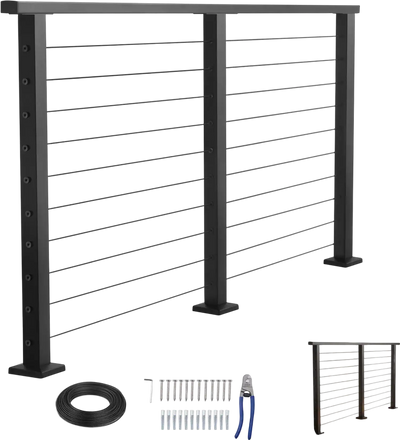 Vevor Cable Railing Kit 6.5' Matte Black Stainless Steel Handrail with Posts New