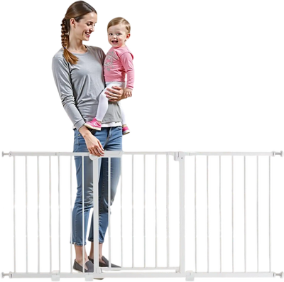 Vevor Baby Gate Adjustable Width Easy Step Walk Thru Dog Gate White New
