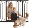 VEVOR Baby Gate for Stairs, 29.5-43 in Adjustable Width, Baby Gate with Adjustable Cat Door, with Pressure Mount Kit and Wall Mount Kit, Secure Metal Pet Door for Stairs, Doorways, and House, Black