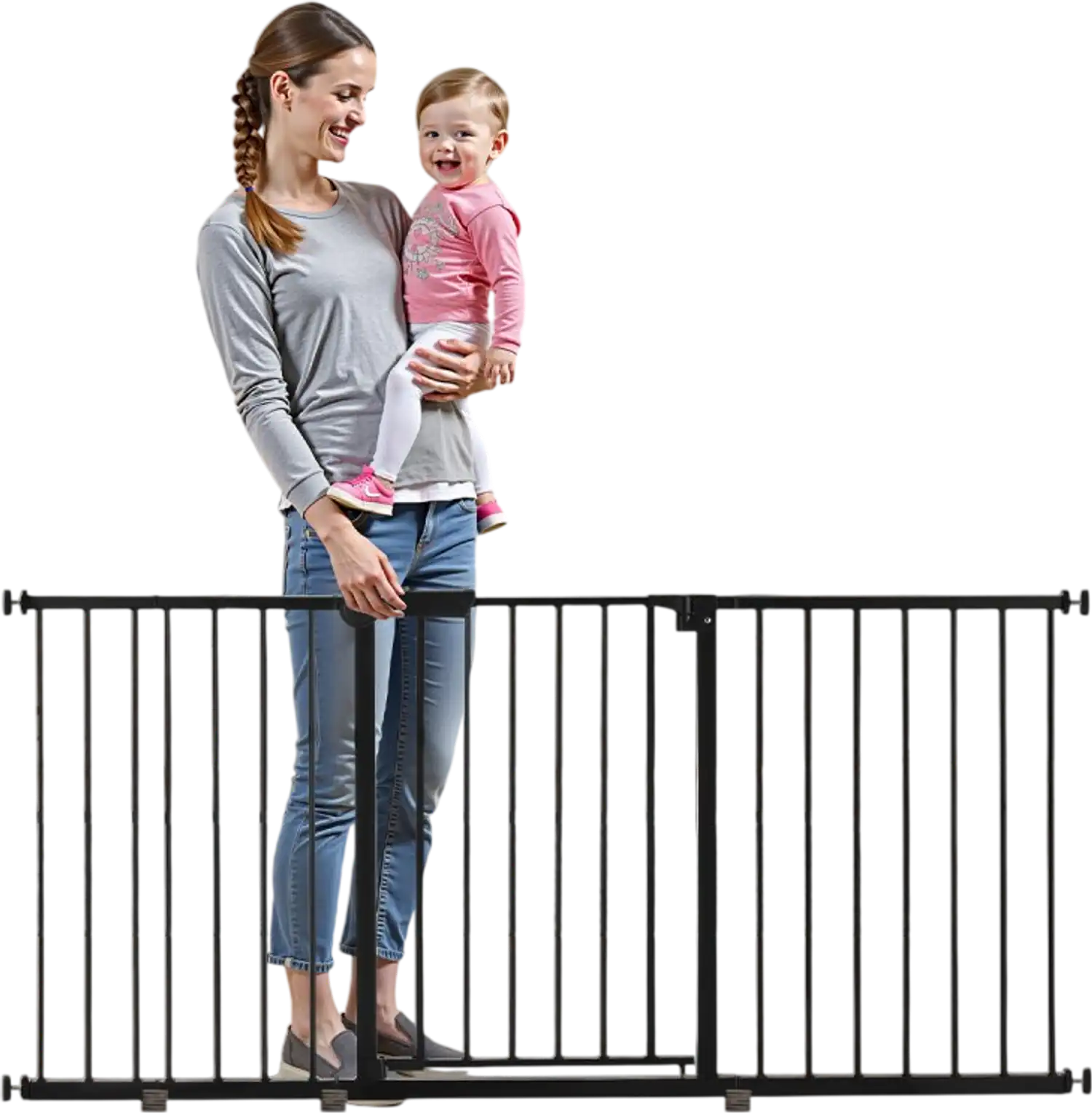 Vevor Dog Gate Adjustable Width Walk-Thru Baby Gate 60.6-63.3
