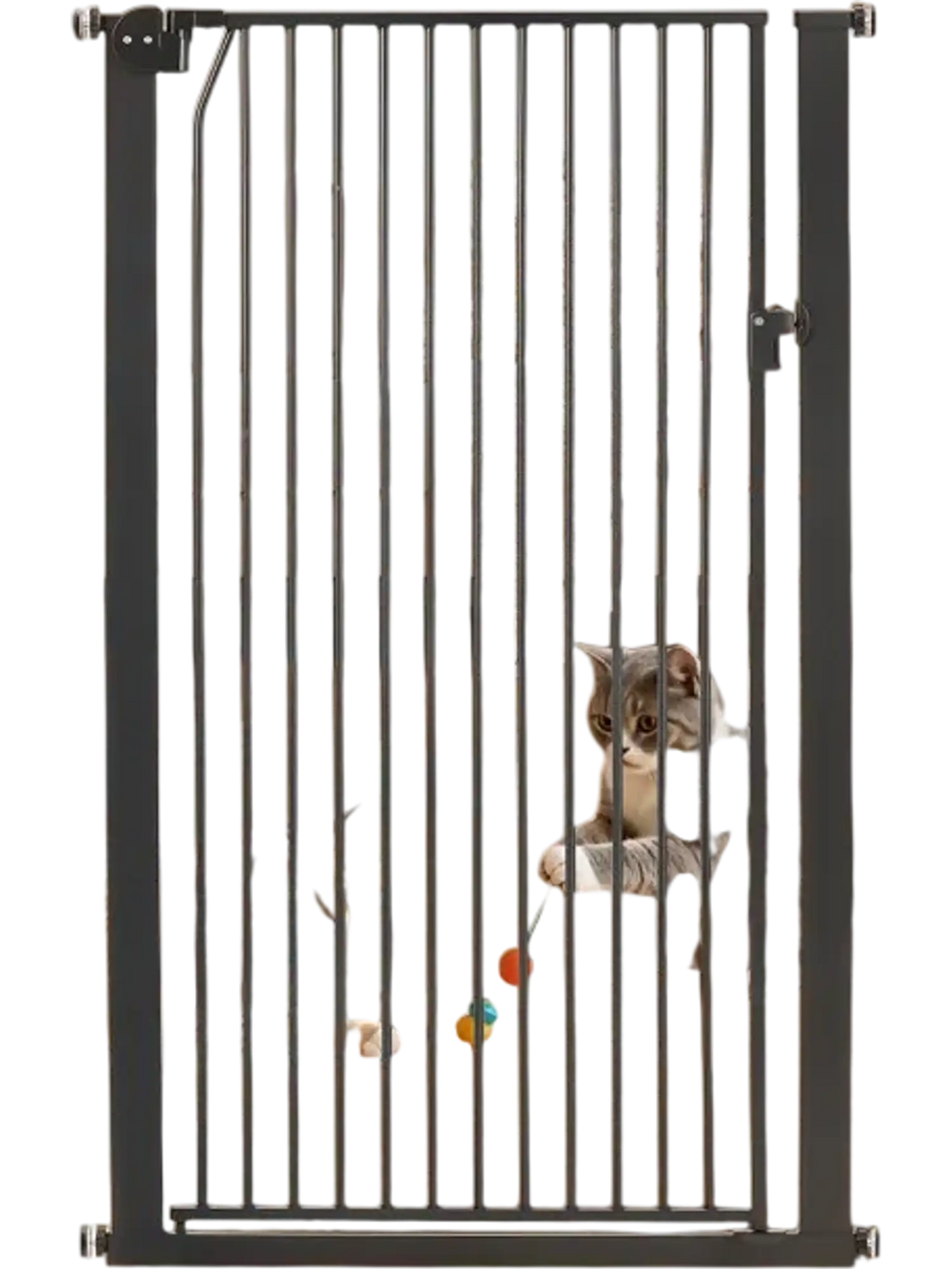 VEVOR Extra Tall Pet Gate for Cats, 29-41 in Adjustable Width, 56 in High Dog Gate, with Pressure Mount Kit and Wall Mount Kit, 1.3 in Narrow Bar Spacing, for Stairs, Doorways, and House, Black