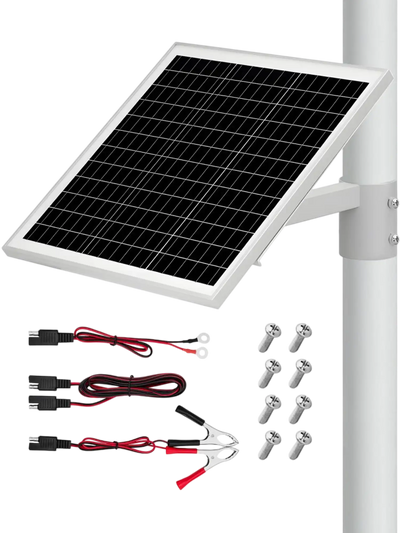 Vevor Solar Panel Battery Charger 20W 12V Trickle Charger Maintainer with Built-in Controller & Pole Mount Bracket New