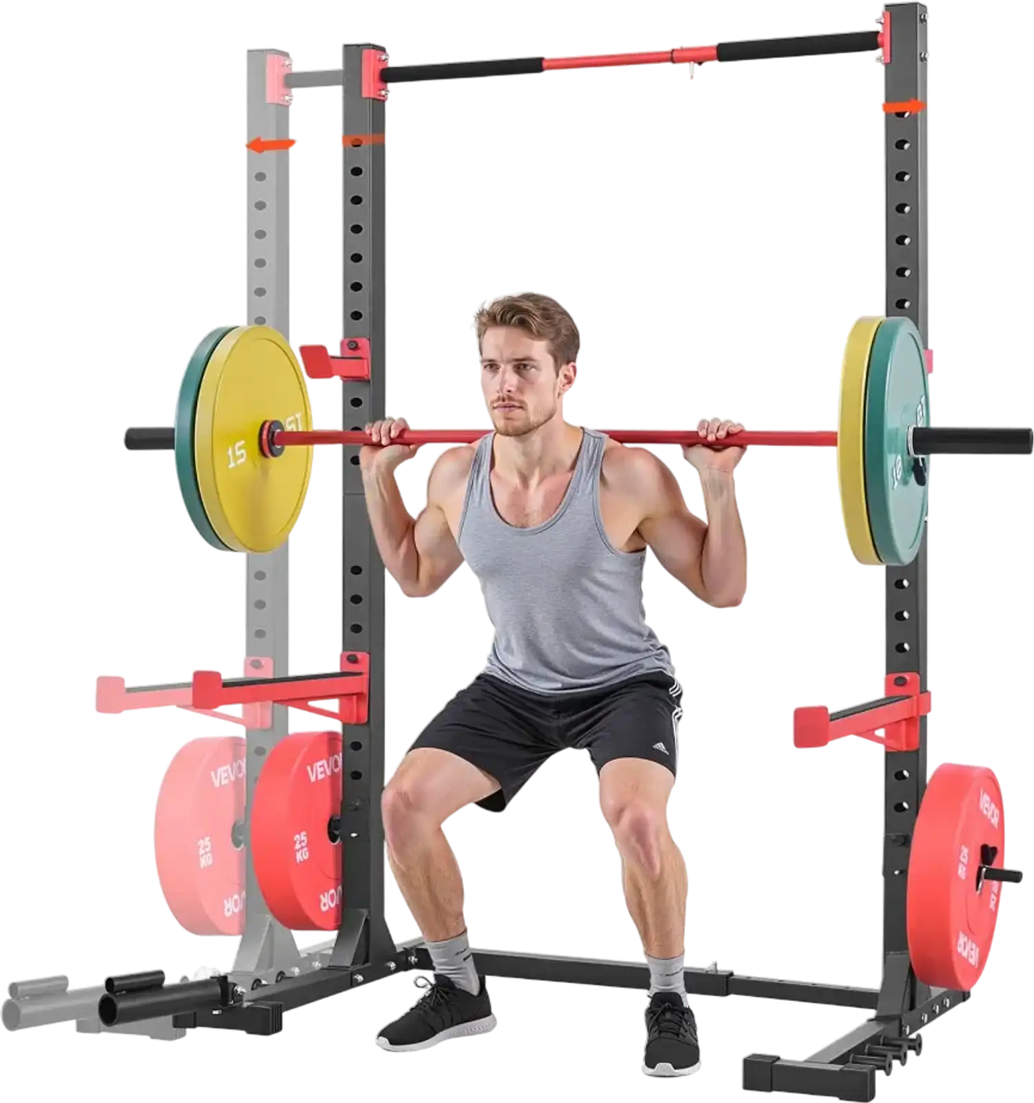 Vevor Power Cage Width-Adjustable Multifunctional Squat Rack Home Gym New