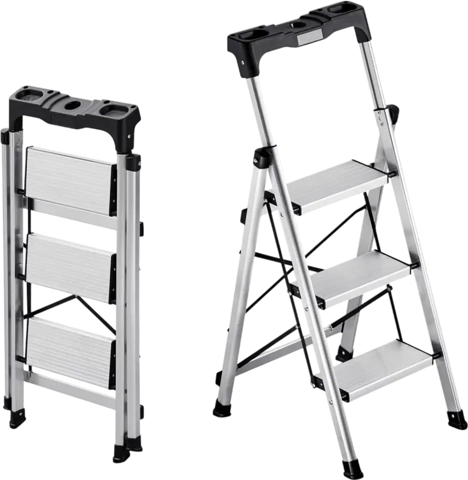 Vevor Step Ladder 3-Step Folding Aluminum Step Stool New