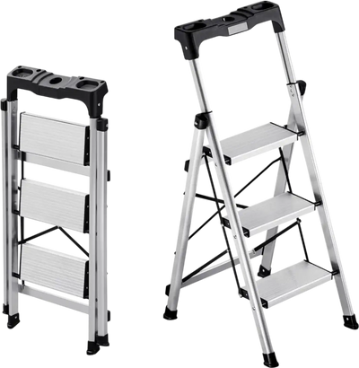 Vevor Step Ladder 3-Step Folding Aluminum Step Stool New
