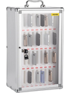VEVOR 36 Slots Cell Phone Cabinet Silver Aluminum Alloy Pocket Chart Storage Locker Box with Portable Handle, Key Lock & Handwritten Tags, Wall Mounted for Classroom, Office, Gym
