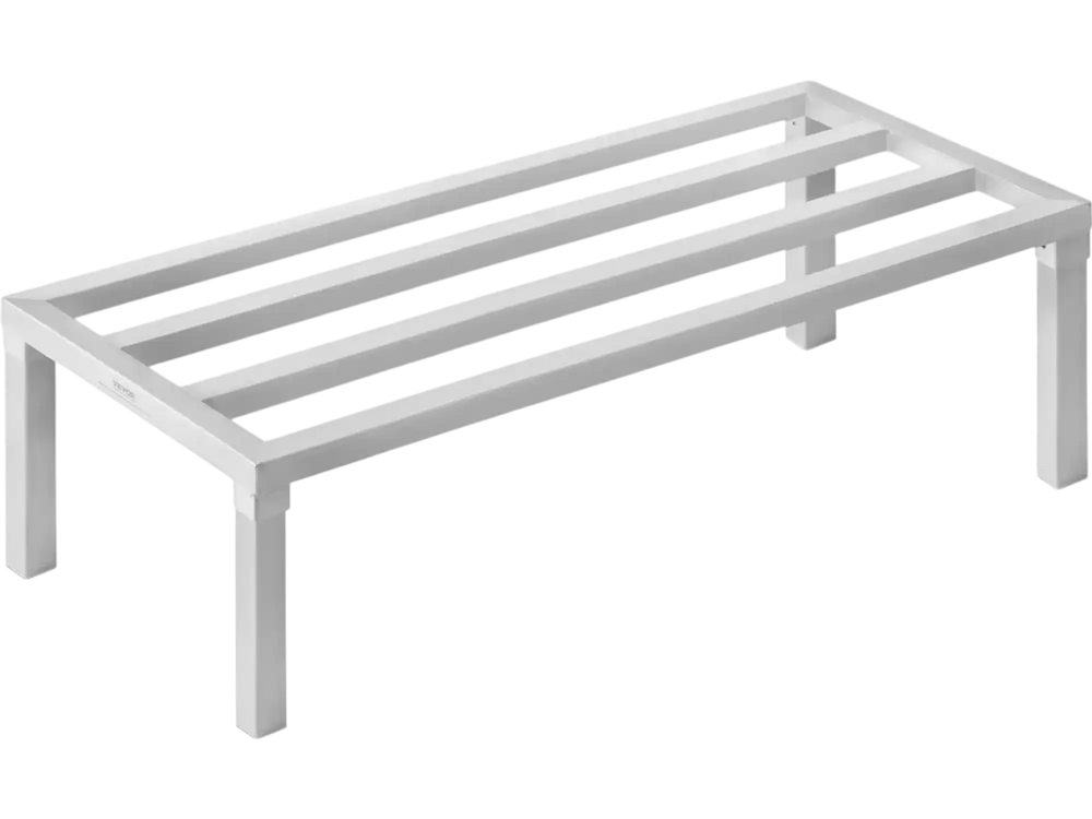 VEVOR Aluminum Dunnage Rack, 48” x 20” Commercial Food Floor Rack, 12” Off the Floor, 1800 lbs Capacity All-Welded Aluminum Storage Rack, for Storage in Restaurants, Kitchens, Garages and Vehicles