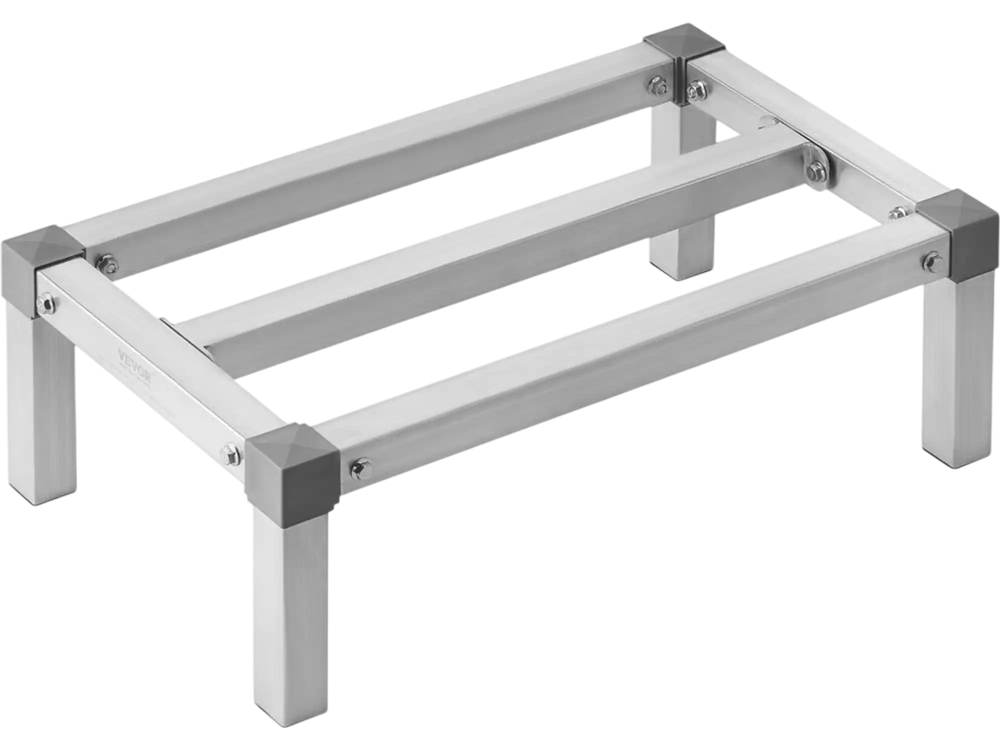 VEVOR Aluminum Dunnage Rack, 24” x 14” Commercial Food Floor Rack, 8” Off the Floor, 1000 lbs Capacity Adjustable Aluminum Storage Rack, for Storage in Restaurants, Kitchens, Garages and Vehicles