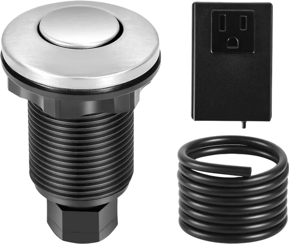 VEVOR Garbage Disposal Air Switch Kit, 2.5" Sink Top Air Switch for Food Waste Disposal, Brushed Silver Stainless Steel ON/OFF Air Button for Waste Disposer - Suitable for Stainless Steel Countertops