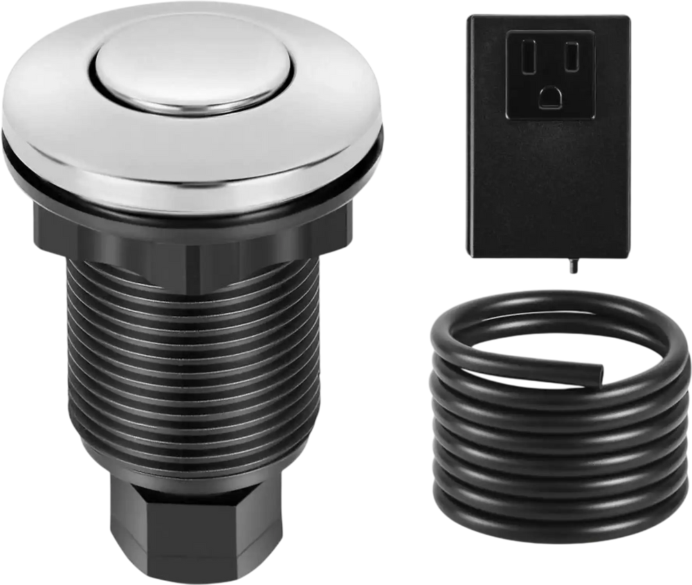 VEVOR Garbage Disposal Air Switch Kit, 2.5" Sink Top Air Switch for Food Waste Disposal, Polished Stainless Steel ON/OFF Push Button for Waste Disposer - Suitable for Stainless Steel Countertops