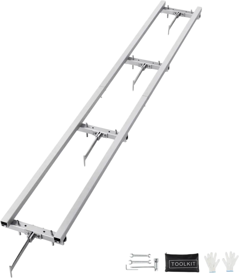VEVOR Rail Mill Guide System, 9 ft Milling Guide, 4 Crossbar Kits Chainsaw Mill Rail Guide, Aluminum Adjustable Saw Mill Rail System Work with Chainsaw Mills for Builders and Woodworkers