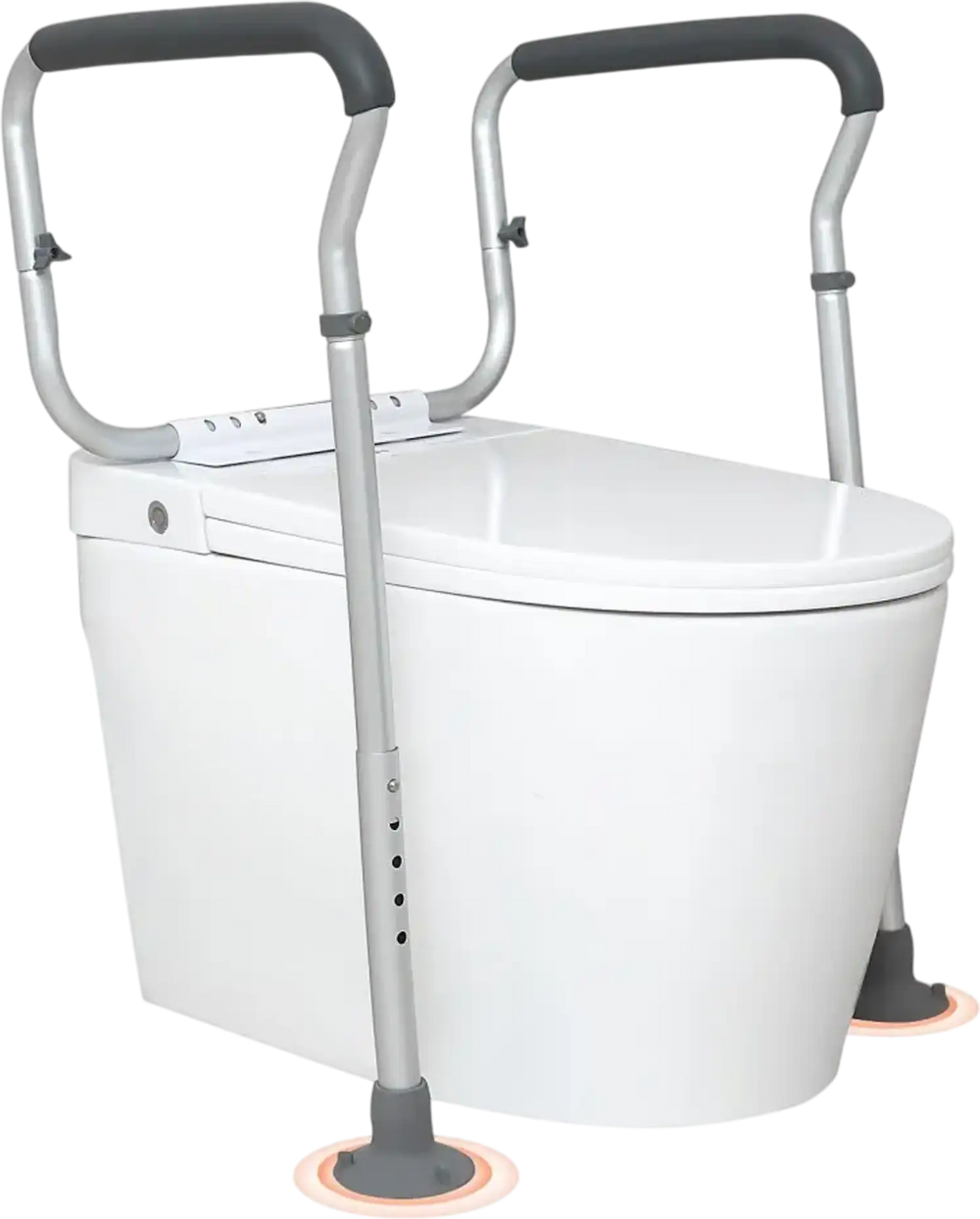 VEVOR Toilet Safety Rail, Bathroom Toilet Seat Frame, Adjustable Width & Height Fit Most Toilets, Supports 300lbs, Toilet Handles Grab Bars with Padded Armrests for Handicap, Disabled, Seniors