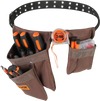 VEVOR Tool Belt, Adjusts from 29 Inches to 54 Inches, Polyester Heavy Duty Tool Pouch Bag, Detachable Tool Bag for Electrician, Carpenter, Handyman, Woodworker, Construction, Framer, Brown