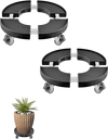 VEVOR Trash Can Dolly with 4 Lockable Wheels, 440lbs Weight Capacity, 2 Packs Round Trash Can Roller Base, 15-22.8 in Adjustable, Heavy Duty Plant Caddy, Multi-Functional Rolling Dolly Cart, Black