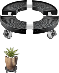 VEVOR Trash Can Dolly with 4 Lockable Wheels, 440lbs Weight Capacity, Round Trash Can Roller Base, 15-22.8 in Adjustable, Heavy Duty Drum Dolly Plant Caddy, Multi-Functional Rolling Dolly Cart, Black