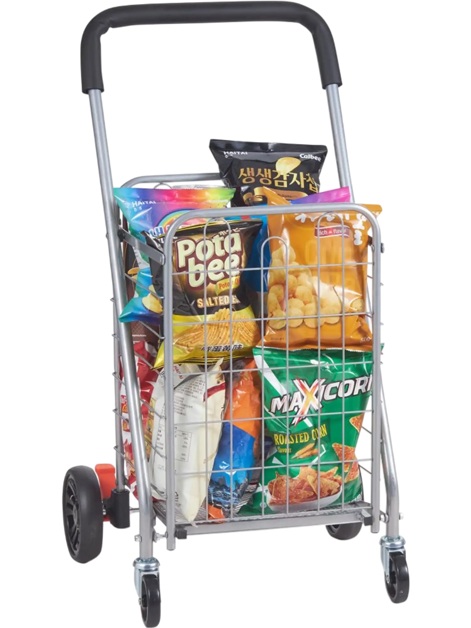 Vevor Folding Shopping Cart Heavy Duty Foldable Grocery Utility Cart Silver New