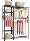 VEVOR Clothing Garment Rack, Heavy Duty Clothes Rack, 6 Adjustable Tiers Clothes Racks with Steel Frame, 800 lbs Load Capacity Closet Wardrobe with 3 Hanging Rods for Bedroom, Clothing Store, Hallway
