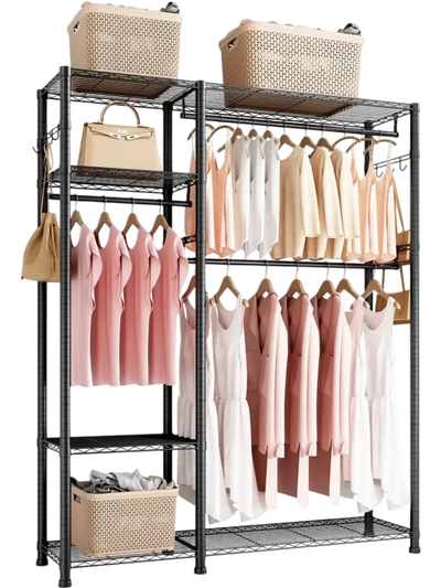 Vevor Garment Rack Heavy-Duty 6-Tier Clothes Organizer with 3 Hanging Rods New