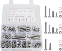 VEVOR 246 Pcs Bolts and Nuts Assortment Kit, Imperial Screws and Flat Washers, Stainless Steel 1/4-20,5/16-18,3/8-16, Spring Lock Washers for Furniture / Equipment /Vehicle Assembly with Case