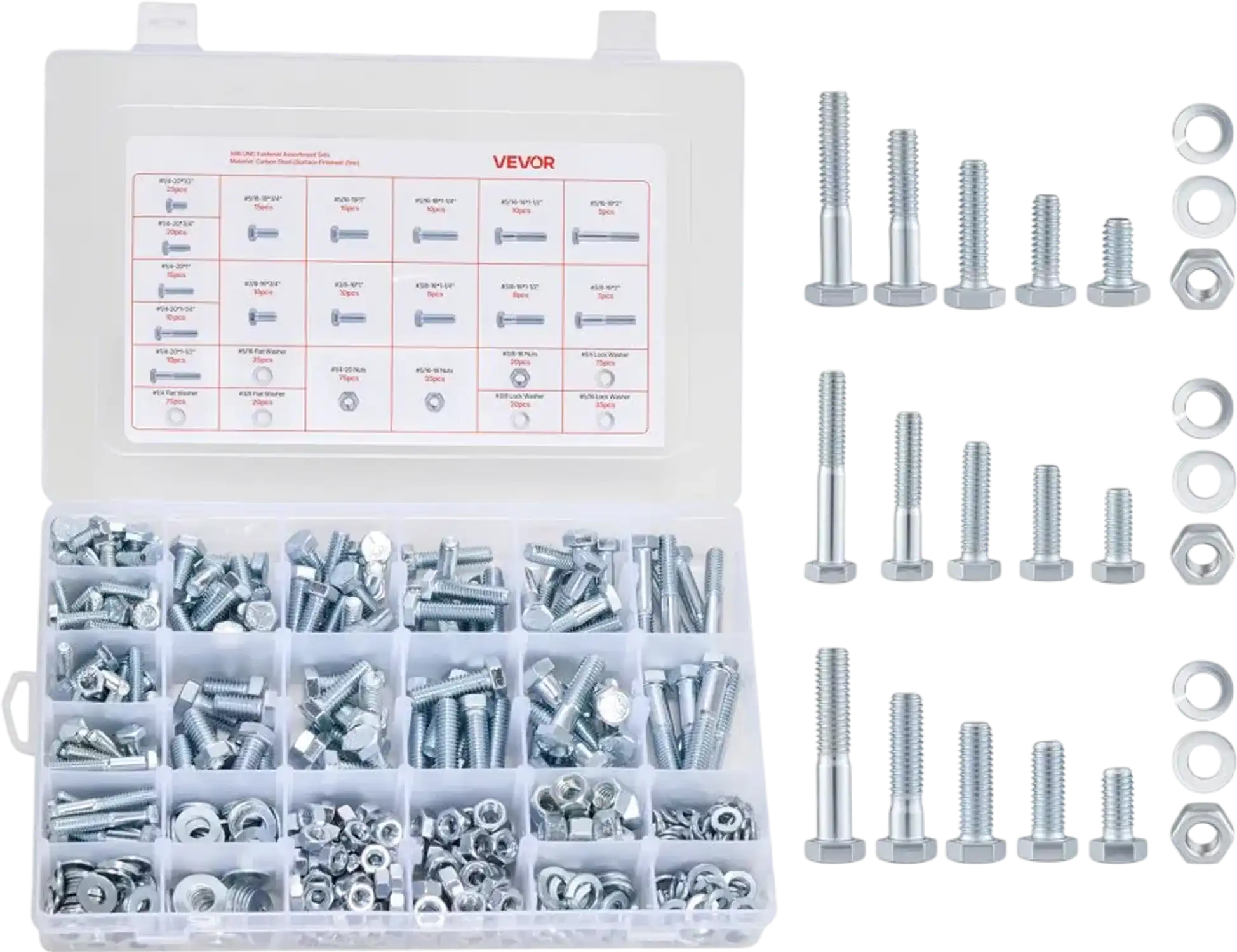 Vevor Nut and Bolt Assortment Kit Imperial 566-Piece Grade 5 Alloy Steel New