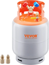 VEVOR Refrigerant Recovery Tank, 30 LBS Capacity, 400 psi Portable Cylinder Tank with Y-Valve for Liquid/Vapor, High-sealing Recovery Can for R22/R134A/R410A, Orange+Gray