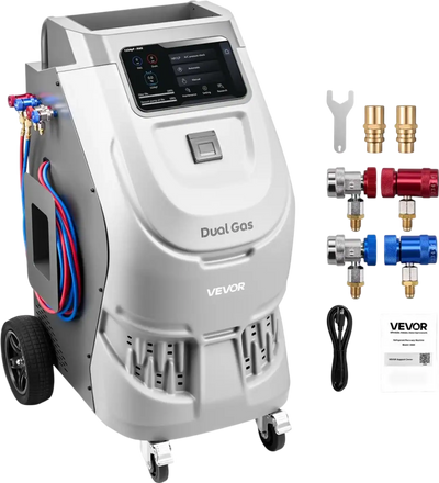 VEVOR Fully Automatic Refrigerant Recovery Machine for R134a & 1234fy, ≥98.5% Accuracy, 10-Inch Touch Screen, AC Recovery, Vacuum, and Recharging for Standard and High Voltage Automotive A/C Systems