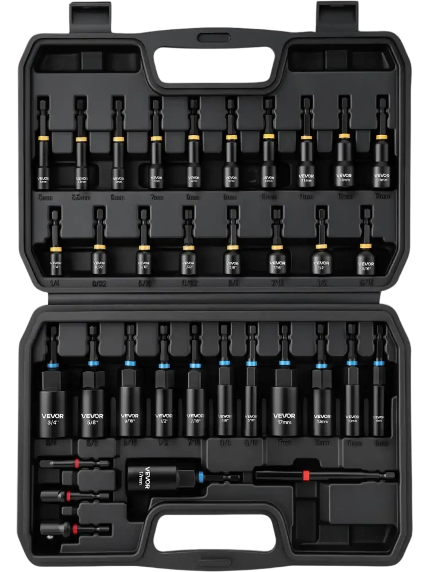 Vevor Nut Driver Set Master Magnetic 34-Piece Metric & SAE with Storage Case New