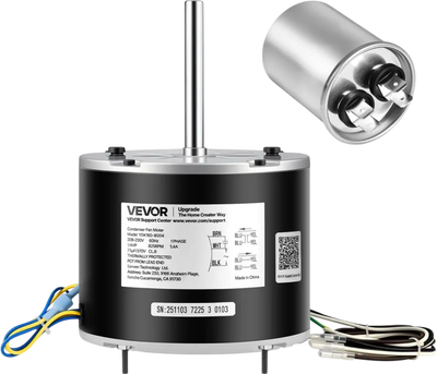 VEVOR Condenser Fan Motor with Capacitor, 1/4HP 825RPM 208-230V, Compatible with GE Genteq 5KCP39LFBE31S 5KCP39LFY534AS, Lennox 12Y65 (92W75), Carrier HC39GE242 HB39GQ232, Amana Janitrol 0131M00014PS