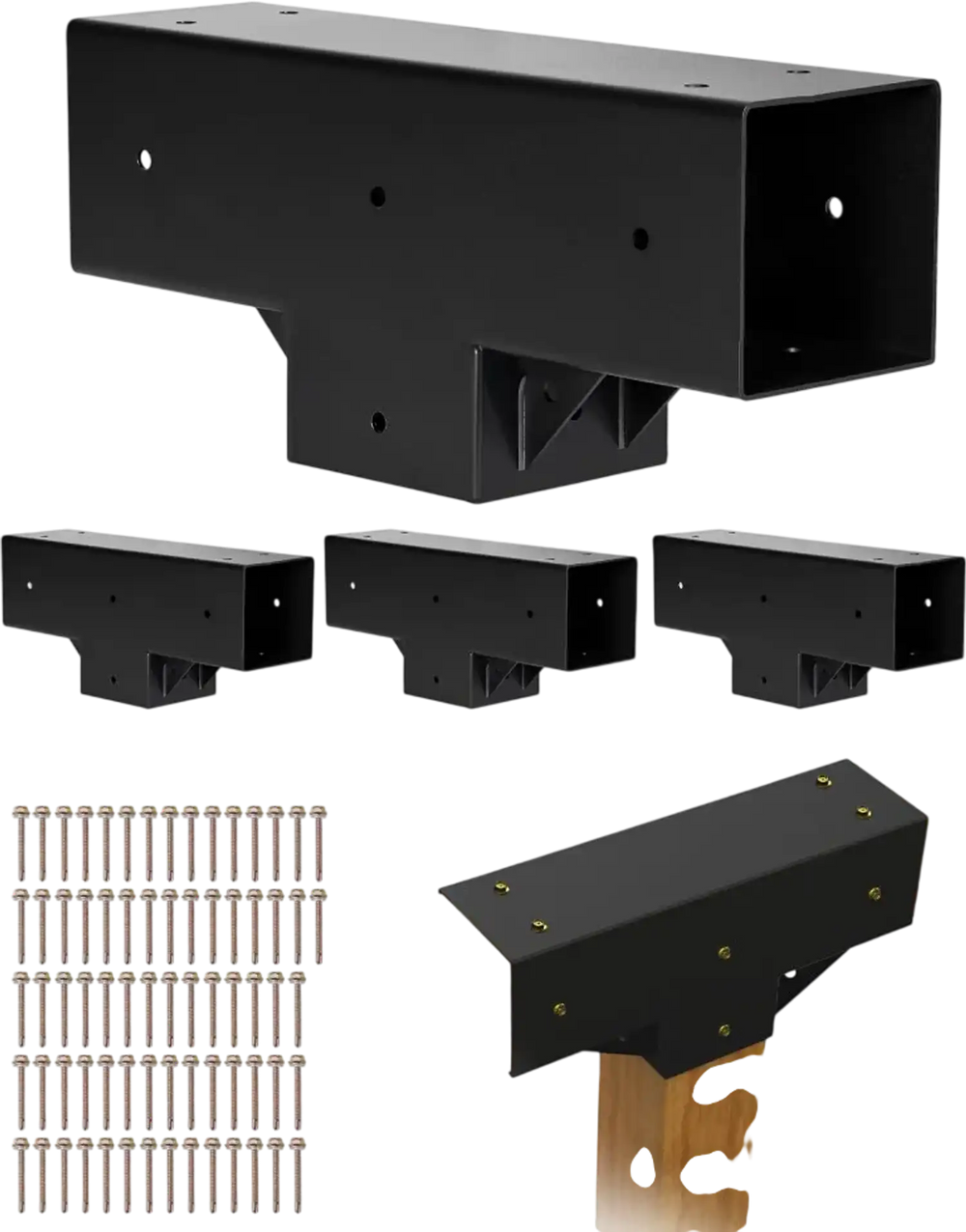 VEVOR Pergola Kit 4-Pack, T-Shaped 4x4 (Actual 3.5x3.5 Inch), 3-Way Pergola Brackets DIY Woodworking Gazebo Bracket Kit with Screws for 3.5x3.5 Inch Wood Beams in Actual Size for Outdoor Party Banquet