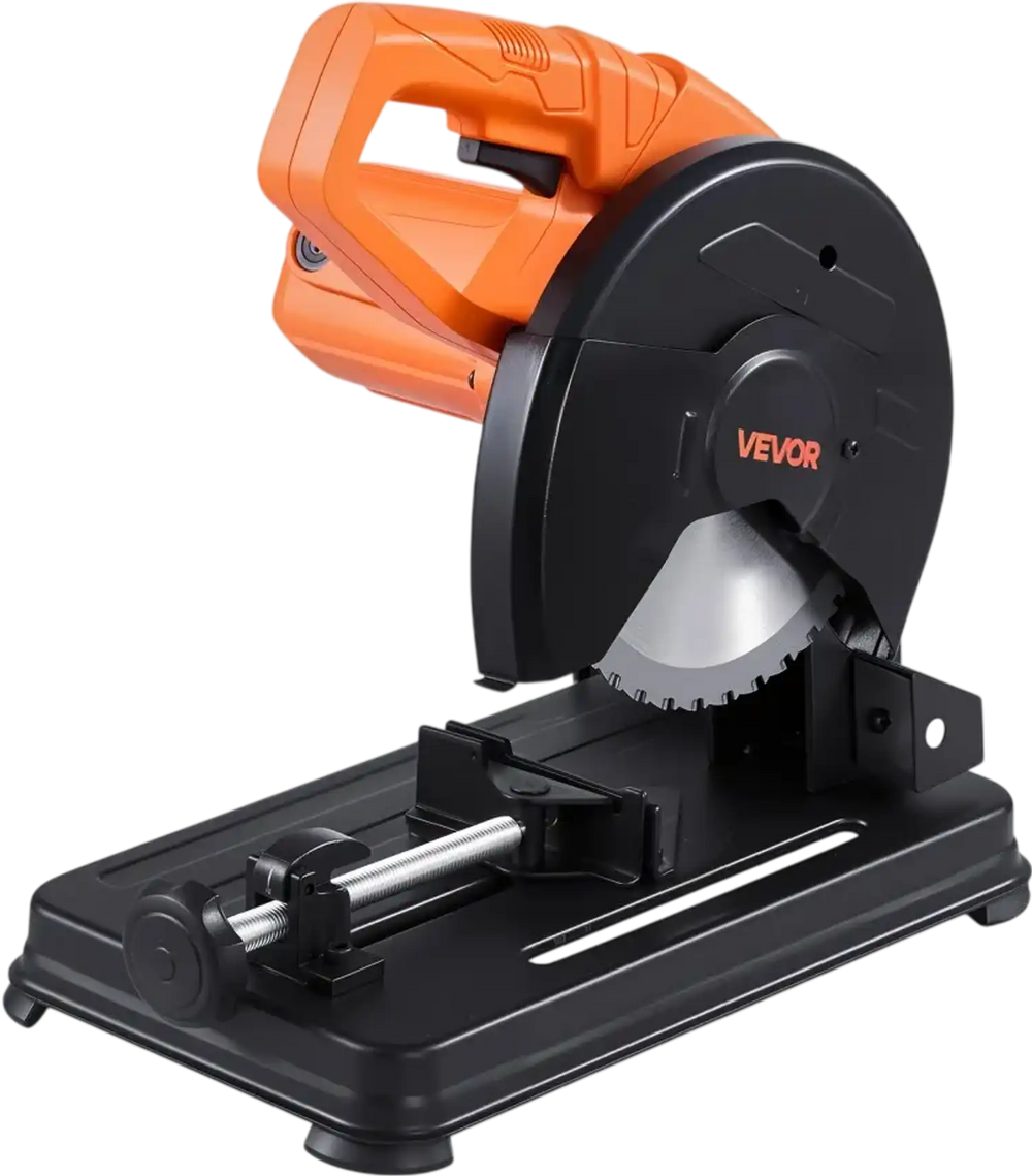 VEVOR Chop Saw, 7-1/4 in Stainless Steel Cold Cut Blade, 1200 W Motor, 4000 r/min Speed, 0-45° Adjustable Cutting Angle, Metal Cutting Chop Saw for Metal Square and Flat Tubes, I-Shaped Steels