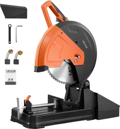 VEVOR Chop Saw 14-inch Cold Cut Blade 2800 W Powerful Motor Cut Off Saw, For Cutting Metal, -45° to 45° Adjustable Angle, Efficient Dry Cutting, with Thickened Blade Guard and Chip Collection Box