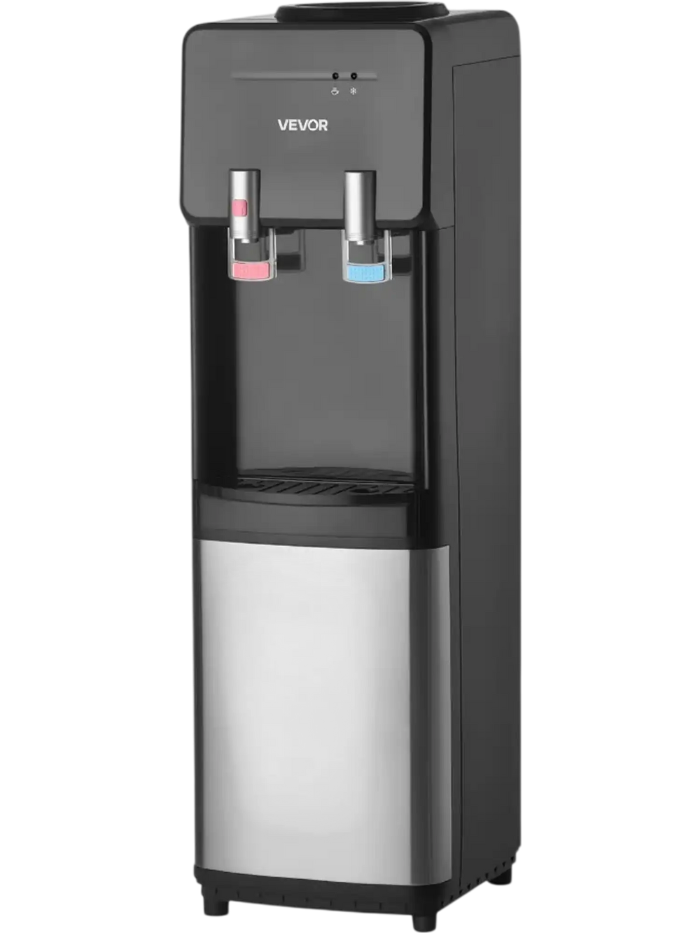 VEVOR Top Loading Water Cooler Dispenser, Hot and Cold Water Dispenser for 3 or 5 Gallons Bottles, Sturdy Stainless Steel and Child Security Lock, Ideal for Homes, Kitchens, Offices, Dorms, Black