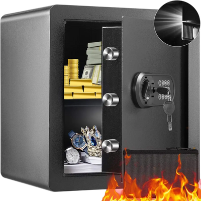 VEVOR Safe, 1.8 Cubic Feet Home Safe, Steel Security Safe with Digital Keypad and 2 Keys, Cabinet Safe with Fire-proof Bag, Protect Cash, Gold, Jewelry, Documents for Home, Hotel, 15.8x13x16.9 inches