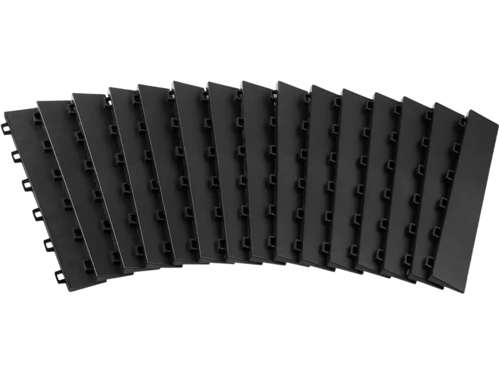 VEVOR Female Garage Floors Transition Edge Kit, 15 PCS Sturdy PP Interlocking Modular Garage Floor Edging Slip-resistant, Easy Assembly Compatible Only With VEVOR Upgraded 6-Lock Garage Mats, Black