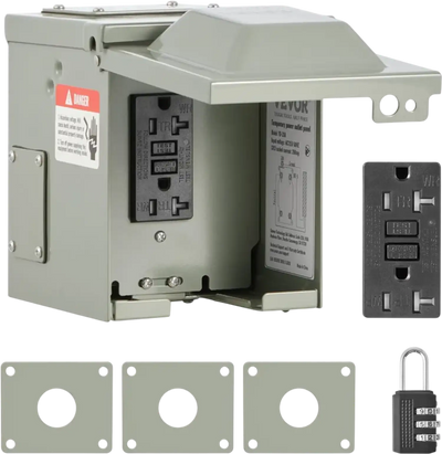 Vevor Power Outlet Box Outdoor Electrical Outlet Box with 20A GFCI Receptacle IP54 Weatherproof New