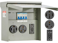 VEVOR Temporary Power Outlet Panel, 20 30 50 Amp, RV EV Electrical Outlet Panel, with NEMA 50 Amp NEMA 30 Amp GFCI 20 Amp Receptacle Installed, Pre-Wired IP54 Weatherproof Box, for RV Camper Motorhome