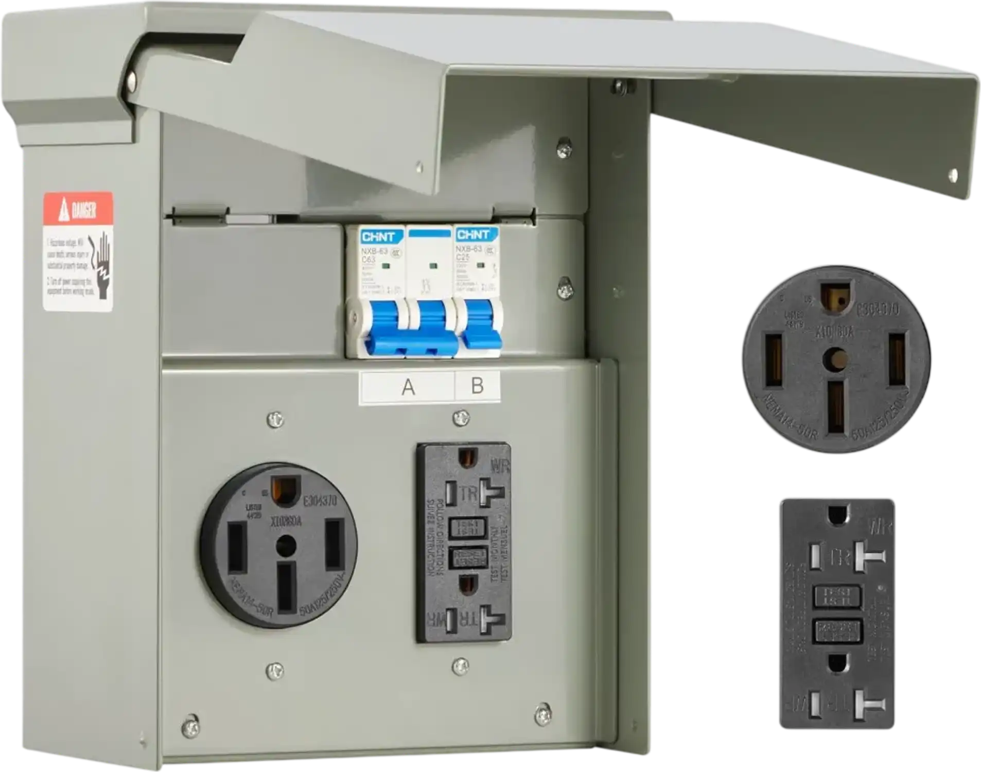 Vevor Temporary Power Outlet Panel 20A & 50A RV EV Electrical Outlet Box New