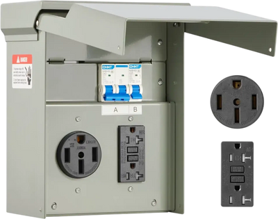 Vevor Temporary Power Outlet Panel 20A & 50A RV EV Electrical Outlet Box New