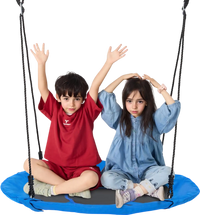 VEVOR Tree Swing, 40 Inch Saucer Swing, 750lbs Weight Capacity, 900D Oxford Fabric Swing Seat with 2 Tree Hanging Straps and Adjustable Multi-Strand Ropes, Round Swing for Kids Outdoor, Blue