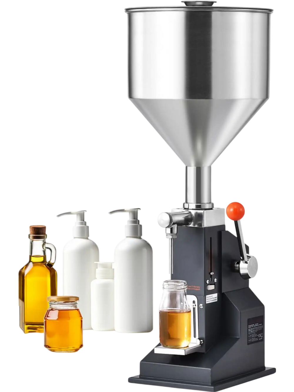 VEVOR Manual Paste Liquid Filling Machine, 5-50ml Bottle Filler, Adjustable Bottle Filling Machine, Stainless Steel Liquid Filler with Hopper for Milk Water Juice Essential Oil Shampoo Cosmetic Honey