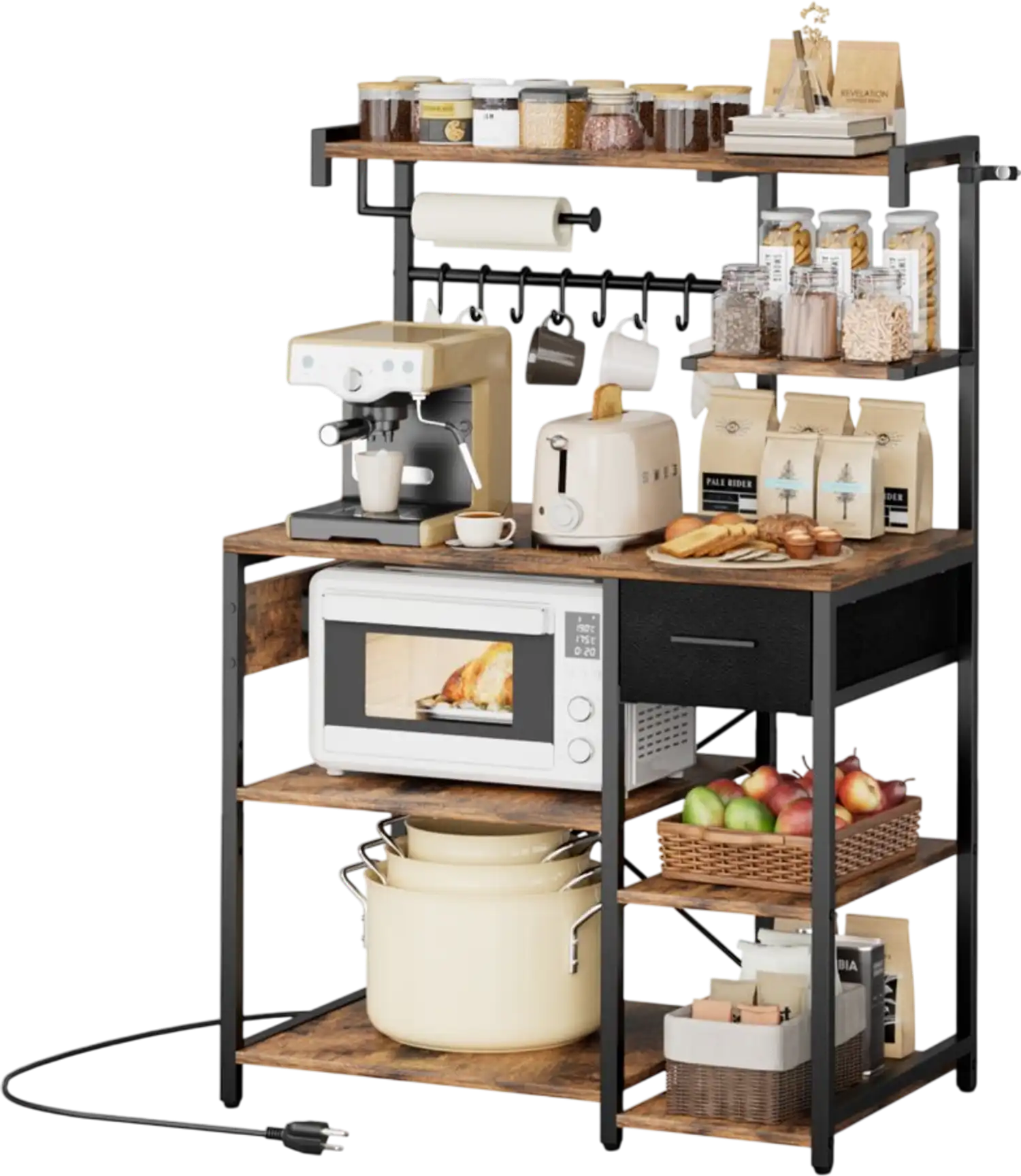 Vevor Baker's Rack Kitchen Stand with Power Outlet 31.5