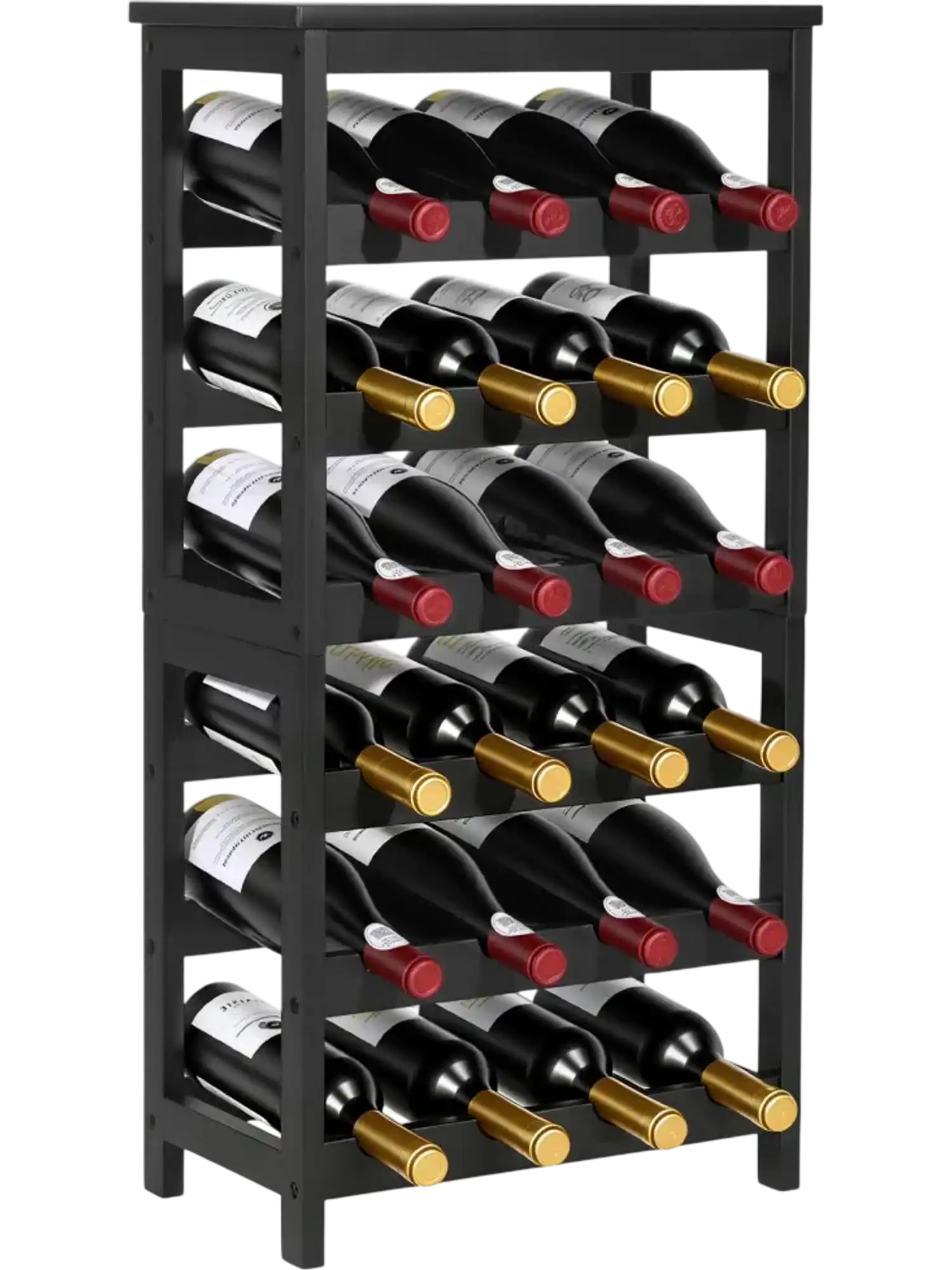 Vevor Wine Rack 24 Bottle 6-Tier Freestanding Floor Display with Table Top Black New