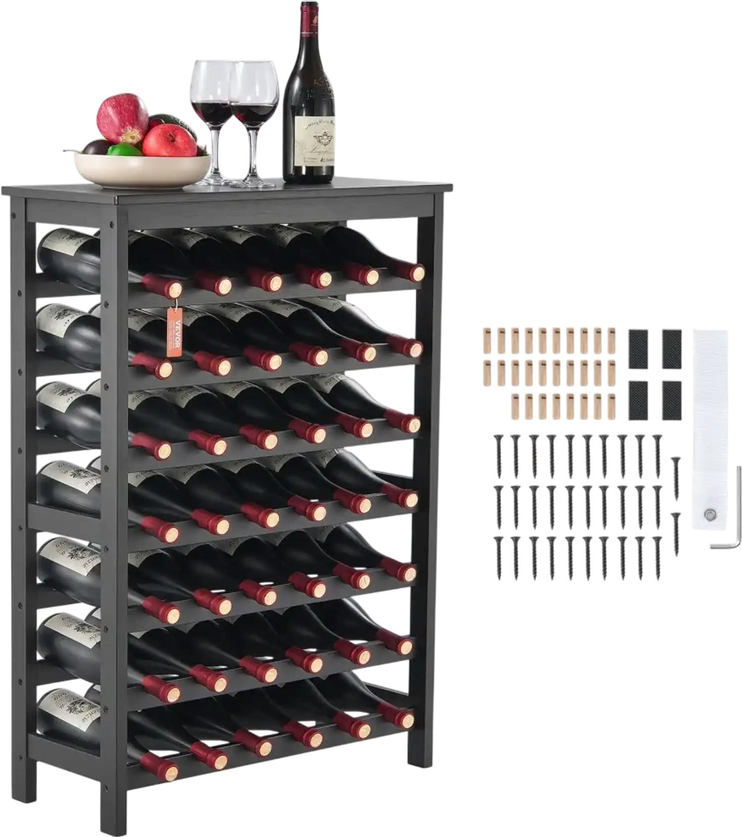 Vevor Wine Rack 42-Bottle 7-Tier Modular Bamboo Display Shelf with Tabletop New