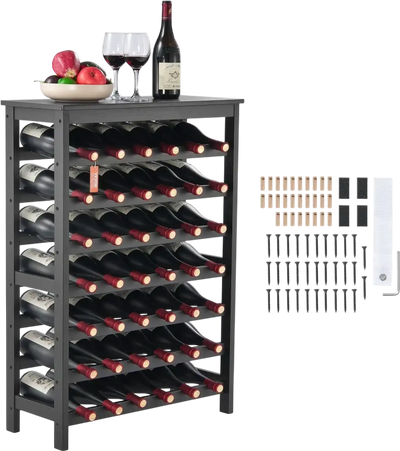 Vevor Wine Rack 42-Bottle 7-Tier Modular Bamboo Display Shelf with Tabletop New