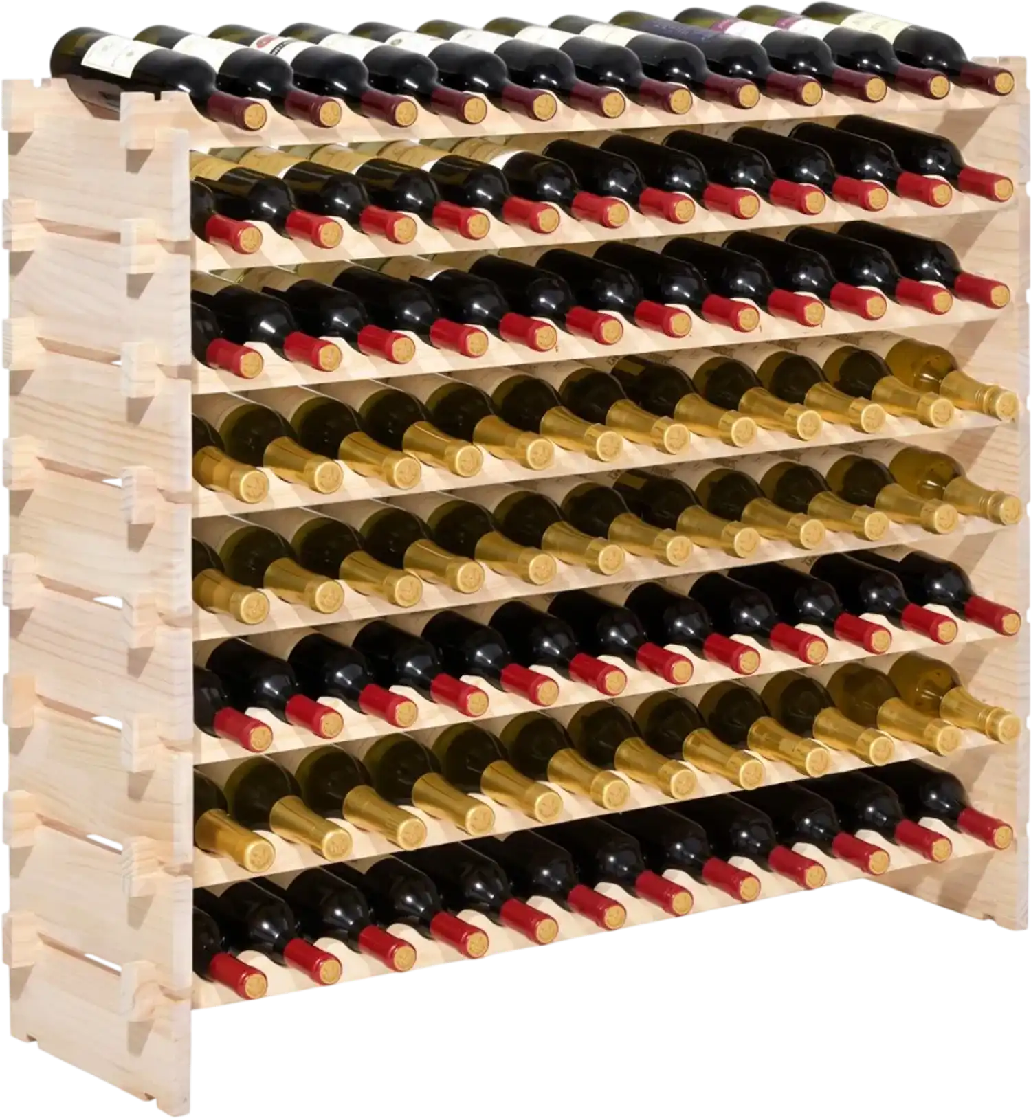 Vevor Wine Rack 96-Bottle 8-Tier Stackable Modular Freestanding Solid Wood Storage Rack New