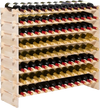 VEVOR 96 Bottle Stackable Modular Wine Rack, 8-Tier Wine Bottle Holder,Solid Wood Floor Freestanding Wine Storage Rack For Pinot Noir bottles,For Kitchen, Cellar, and Bar, Natural