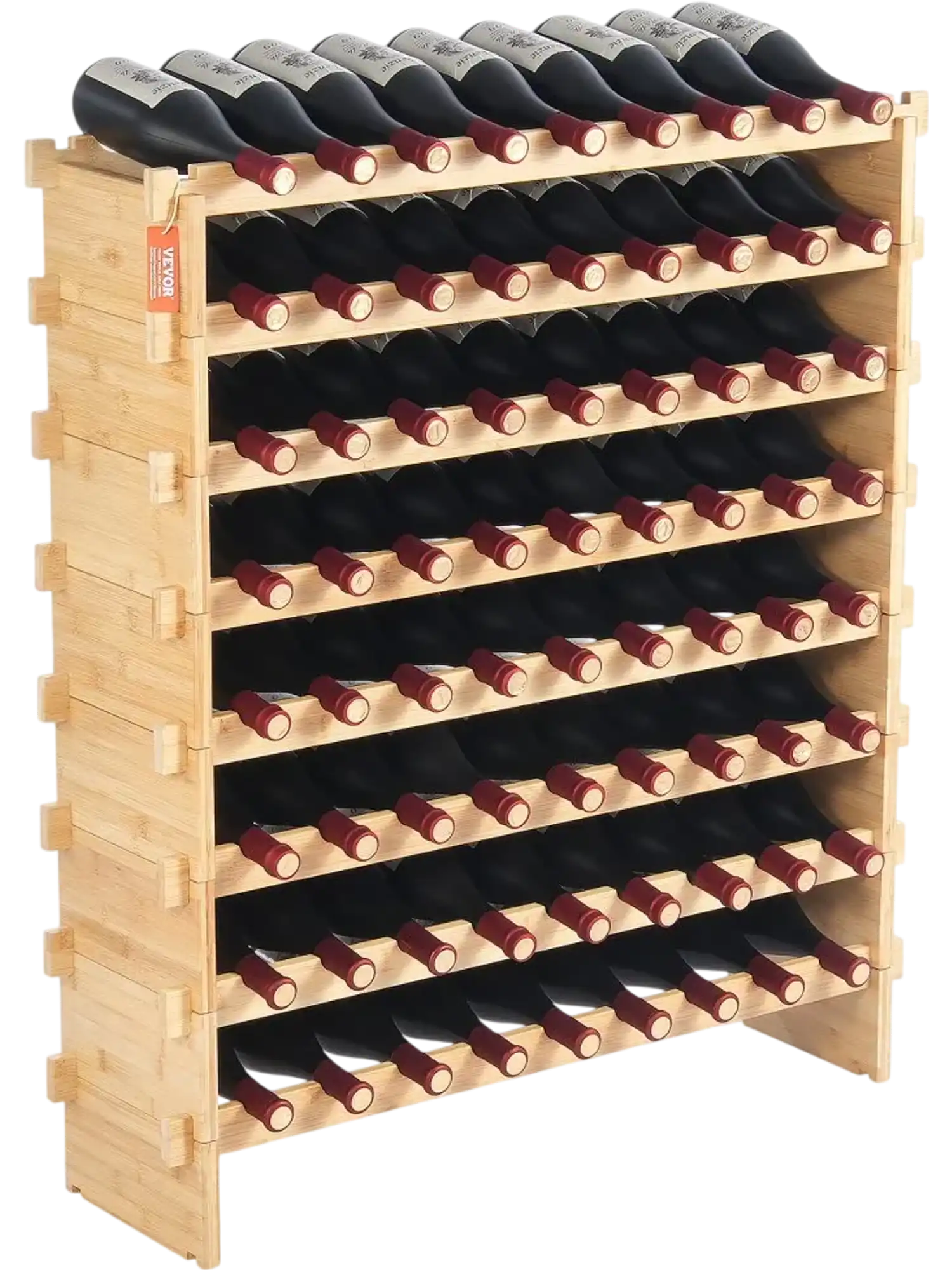 Vevor Wine Rack 72-Bottle 8-Tier Modular Bamboo Storage Shelf New