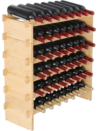 Vevor Wine Rack 48-Bottle 6-Tier Stackable Modular Bamboo Display Shelf New